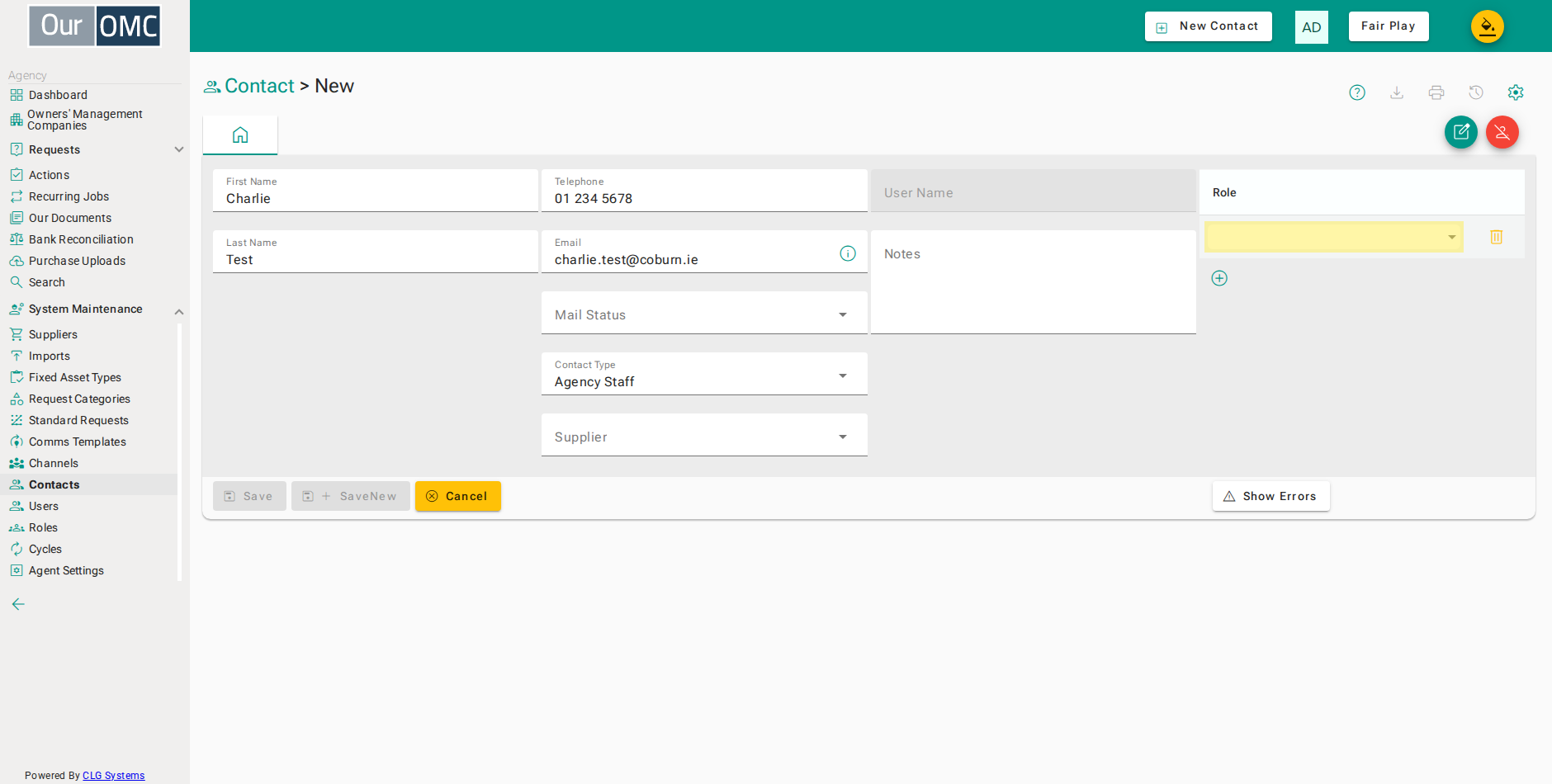 Assign the Property Manager role to grant access to manage OMCs