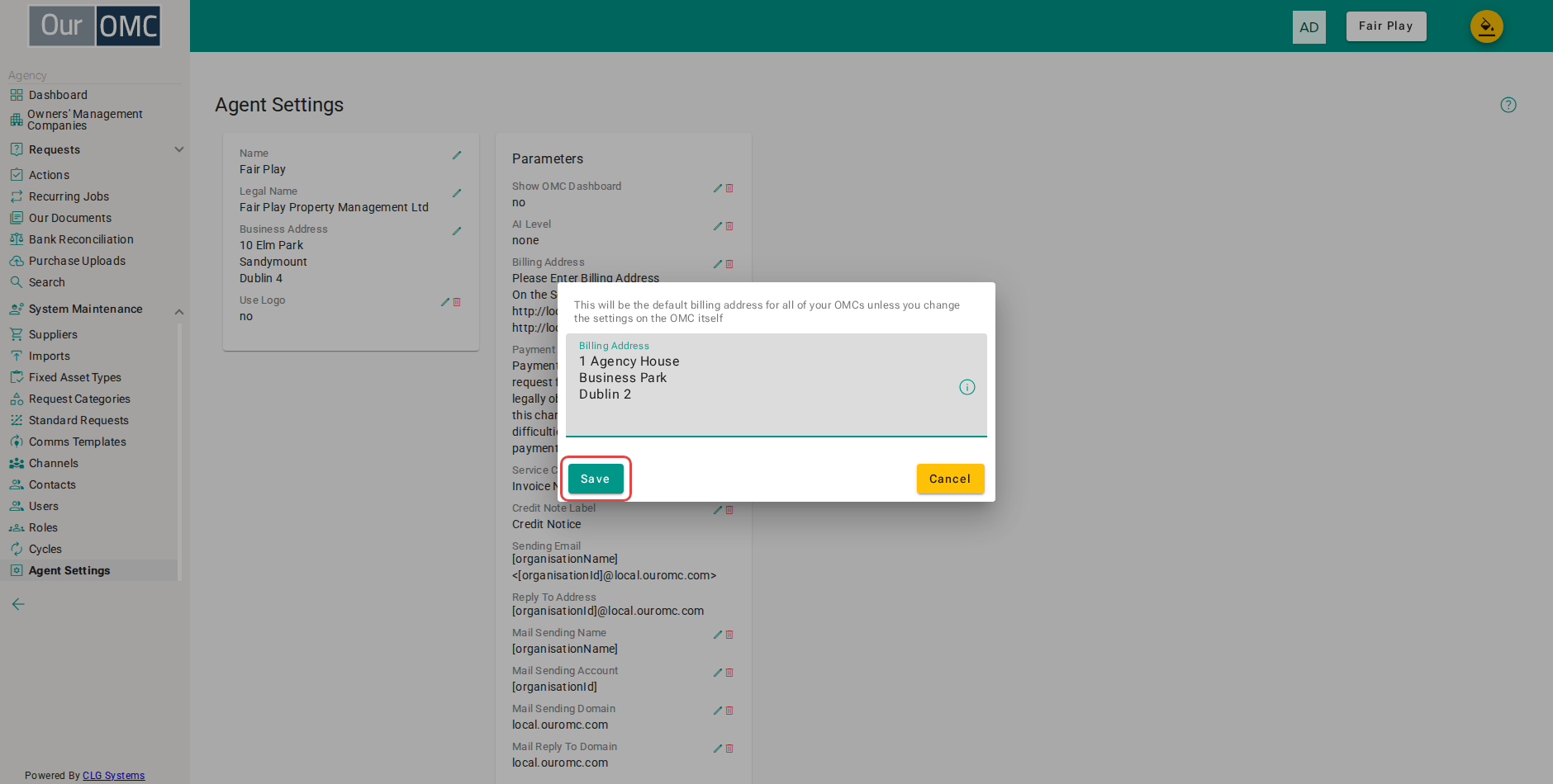 Save the billing address