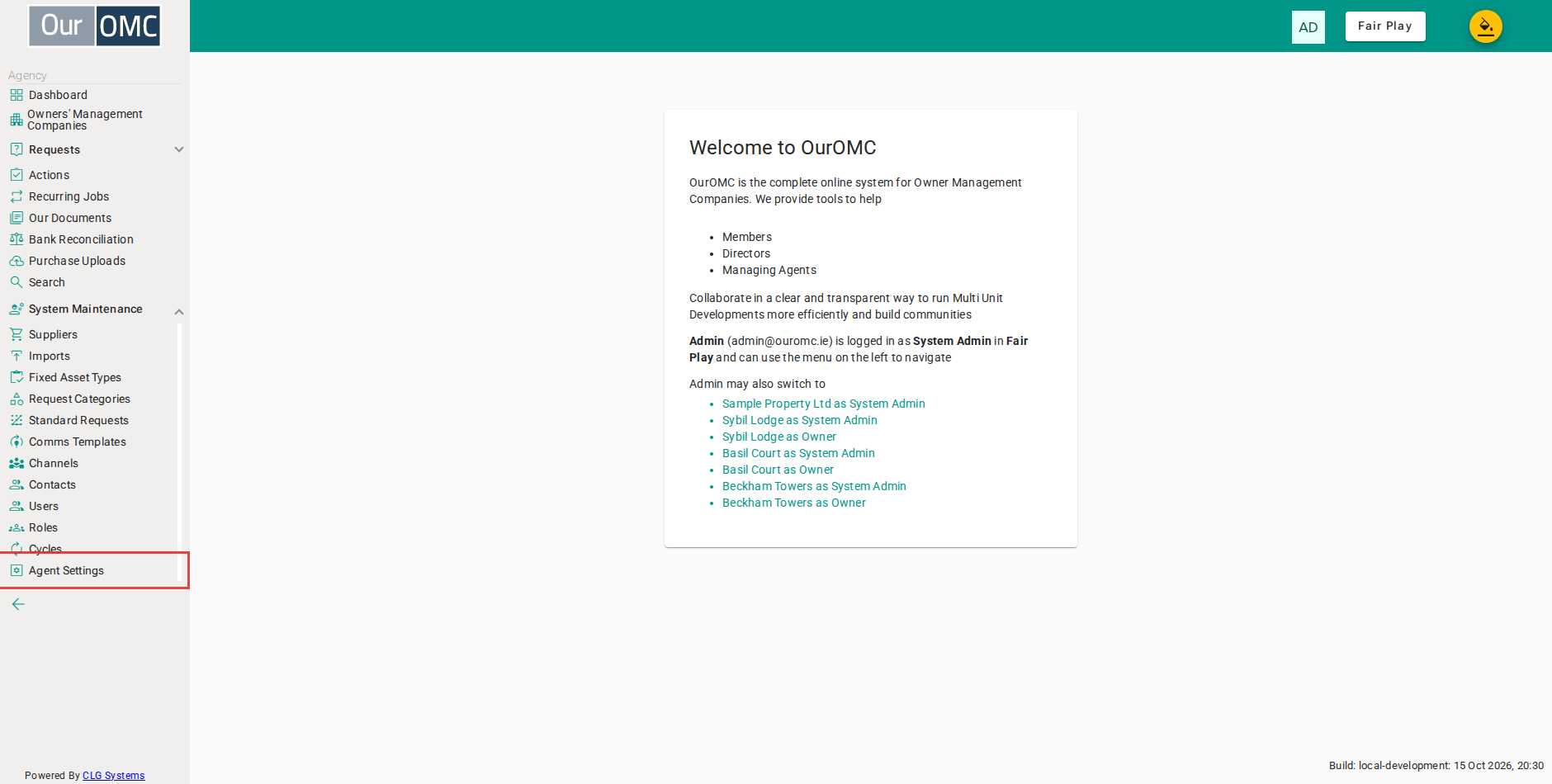 Click [System Maintenance / Agent Settings] on the main menu