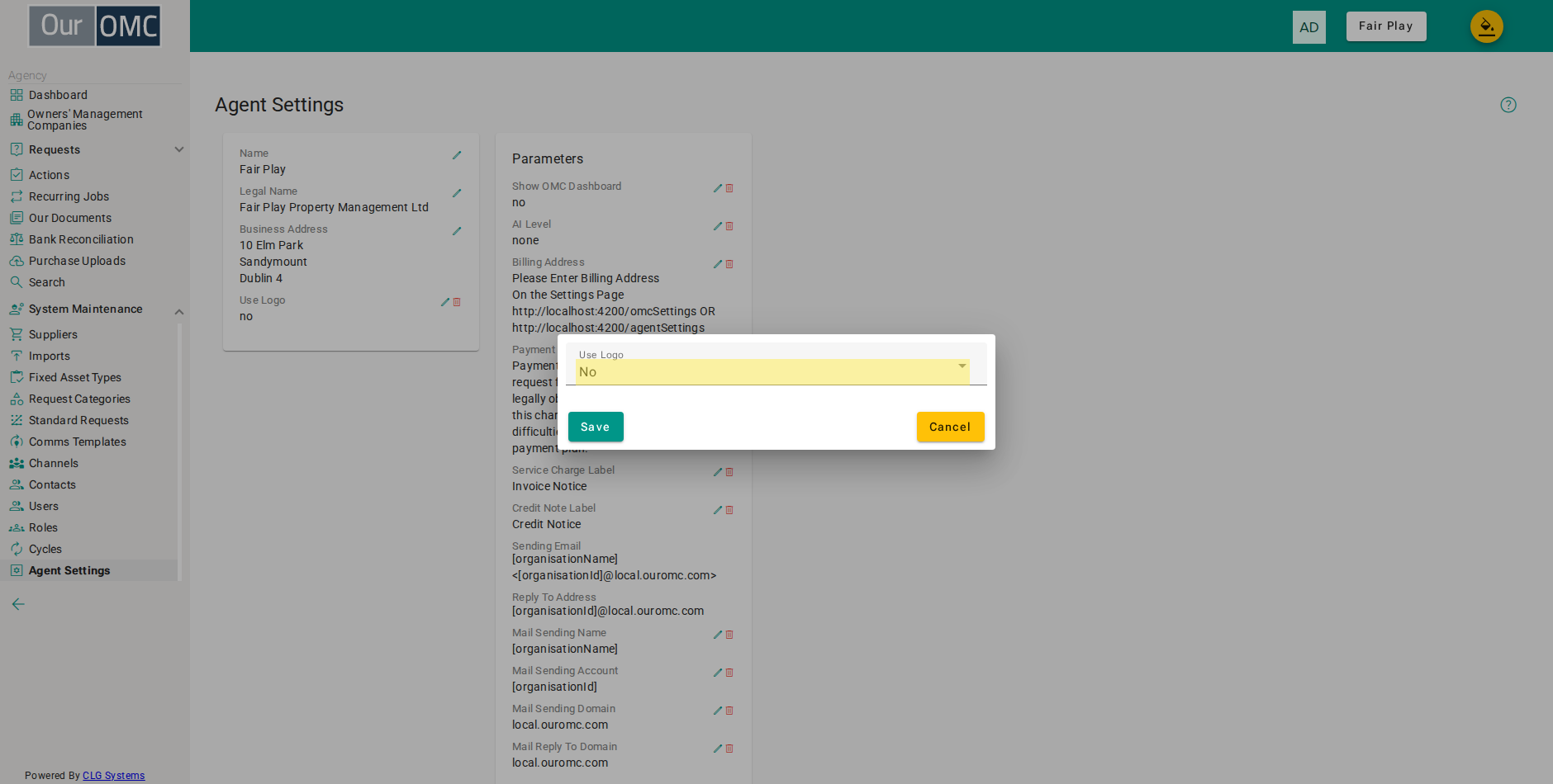 Select Yes to enable the logo