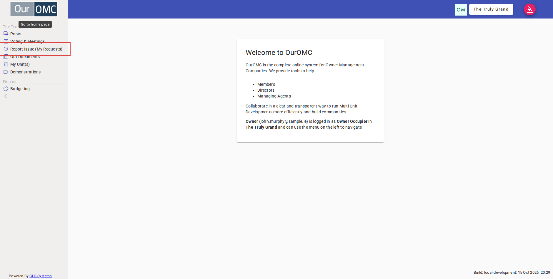 Click [Report Issue (My Requests)] on the main menu