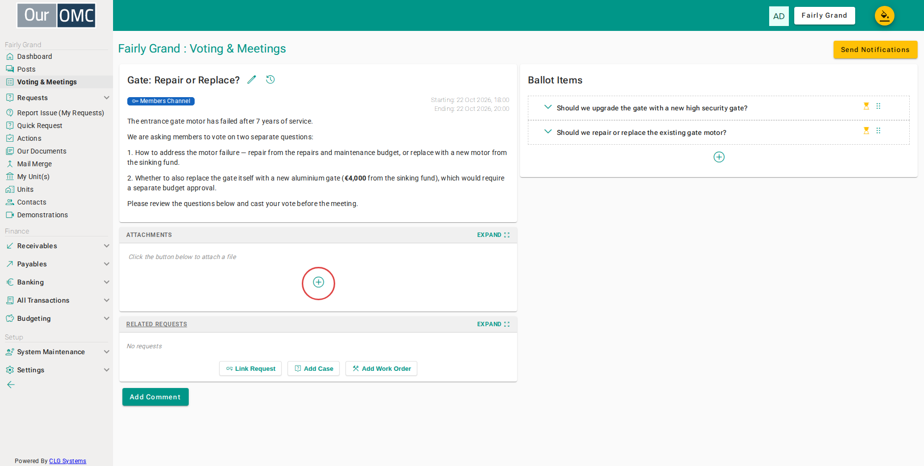 Attach the repair quotation to the ballot so members can review costs before voting