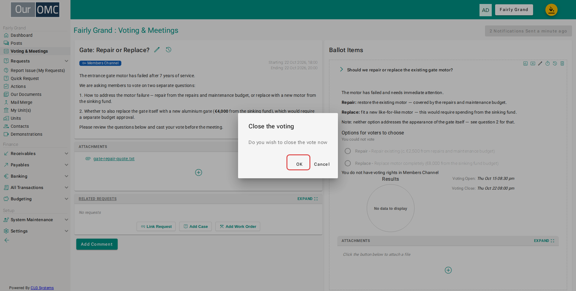 Confirm — voting is now closed on this question