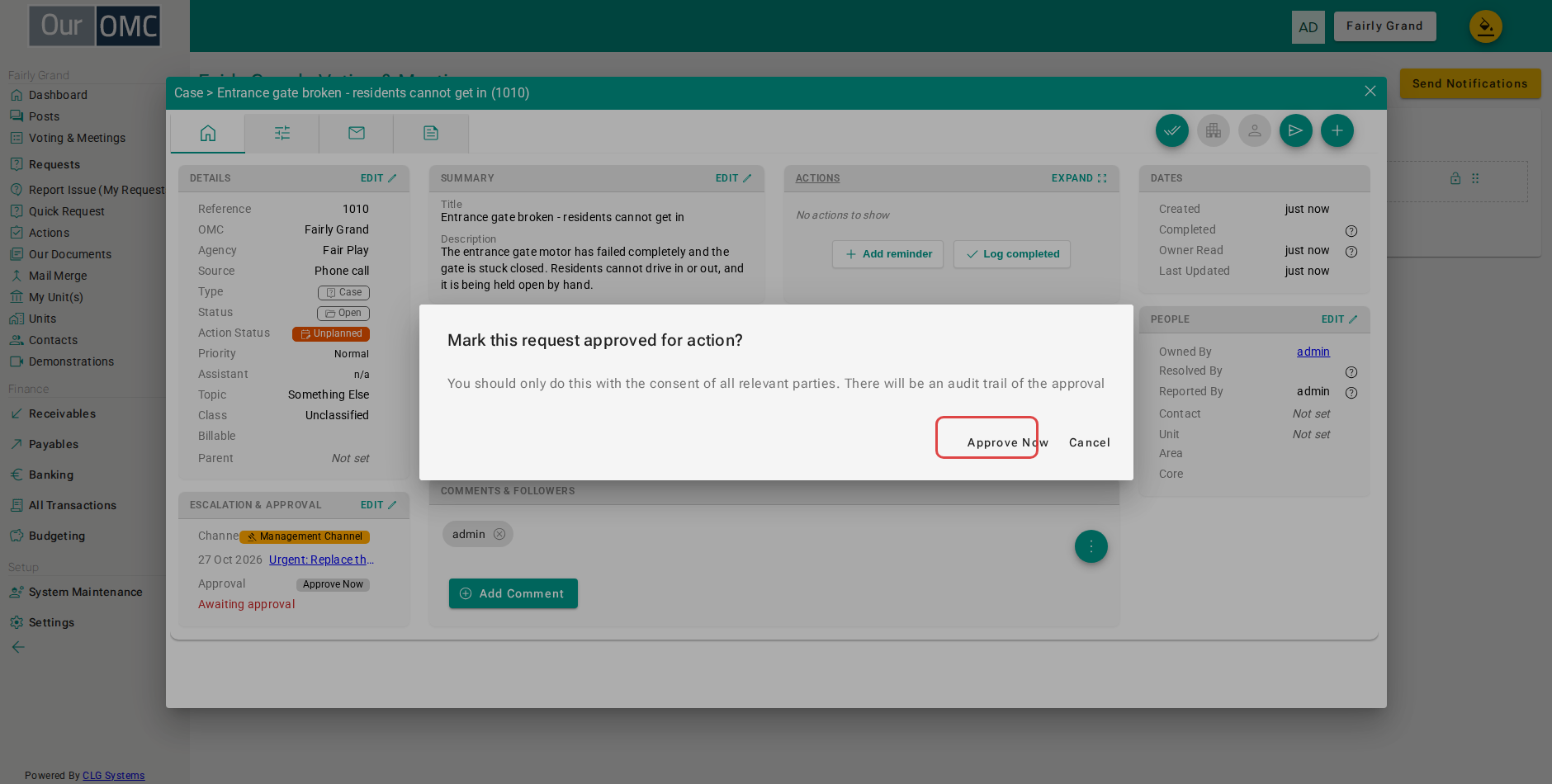 Confirm the approval - it is recorded with your name and the date