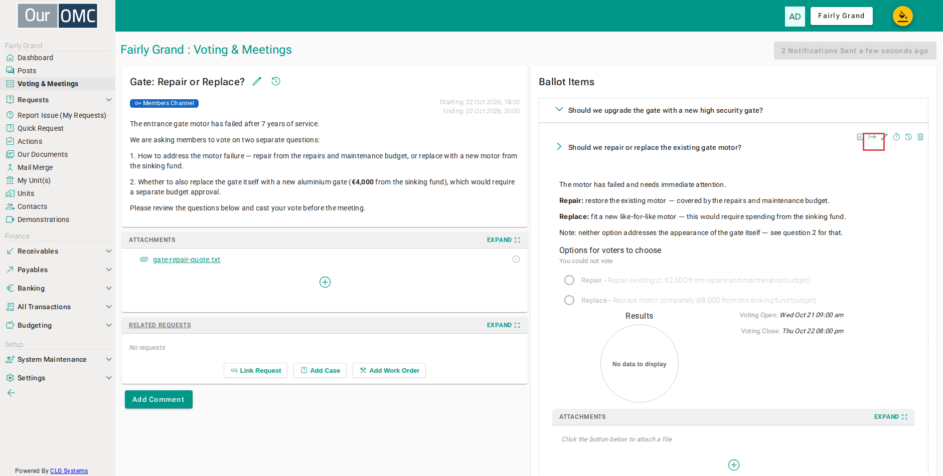 Open voting so contacts can cast their votes any time before the meeting