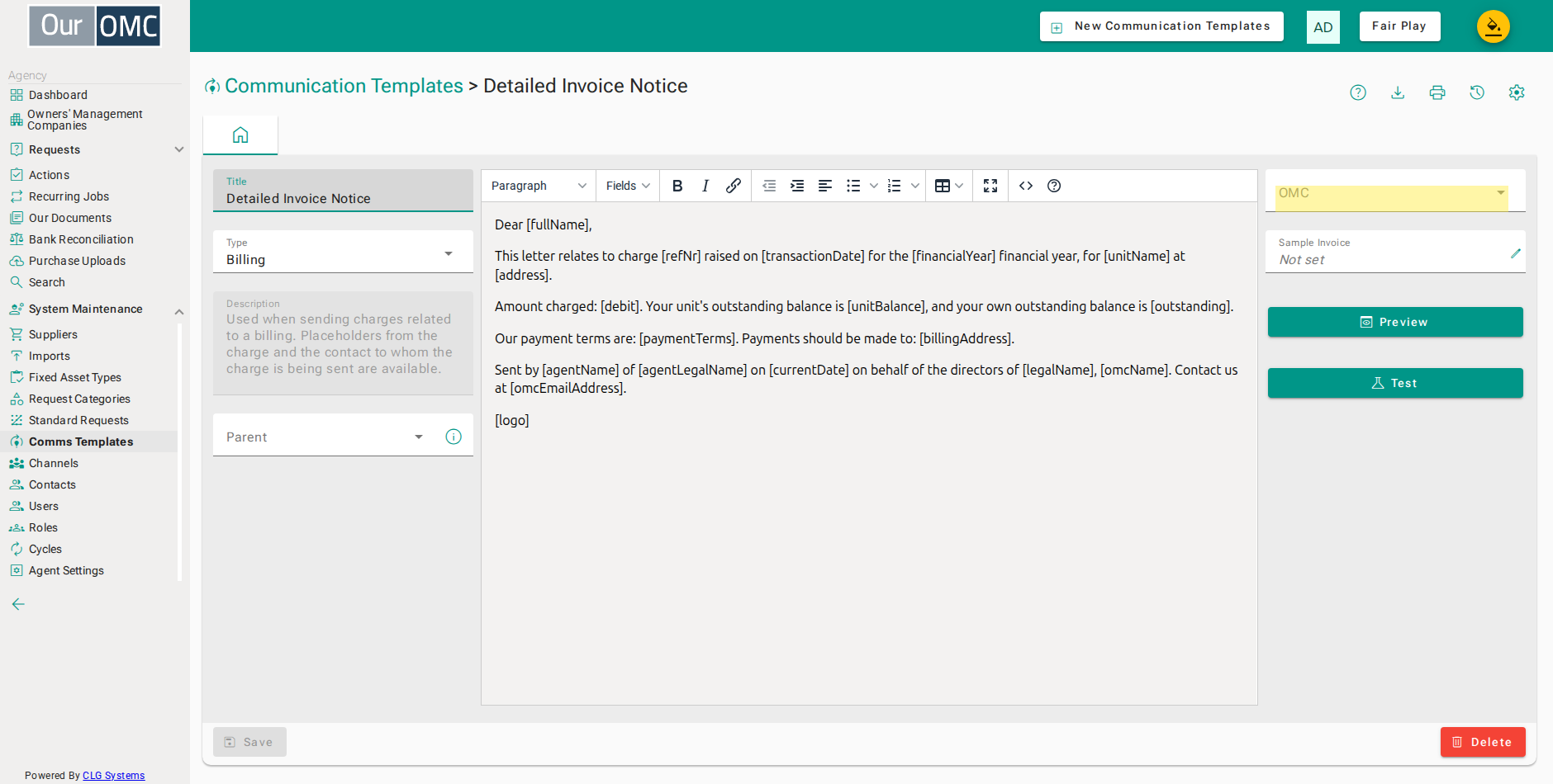 Choose the OMC to draw a sample record from