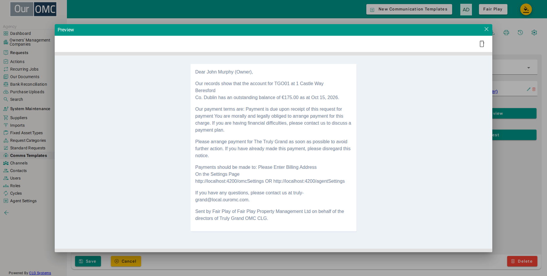 The preview opens showing the merged mail exactly as it would be sent - every placeholder resolved, nothing sent or saved