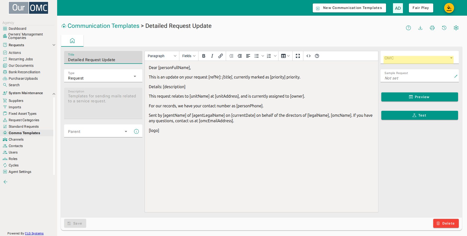 Choose the OMC to draw a sample record from