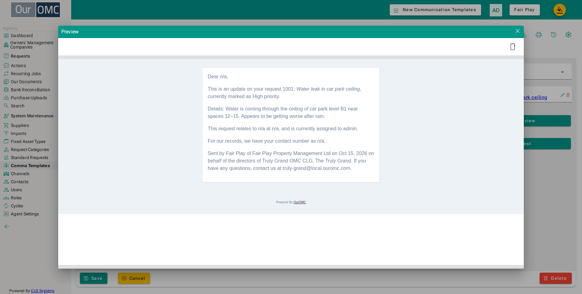 The preview opens showing the merged mail exactly as it would be sent - every placeholder resolved, nothing sent or saved
