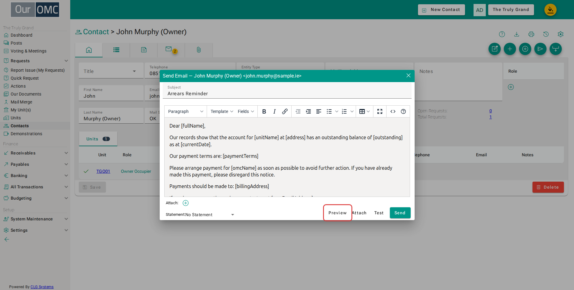 Click Preview to check the merged letter before producing it