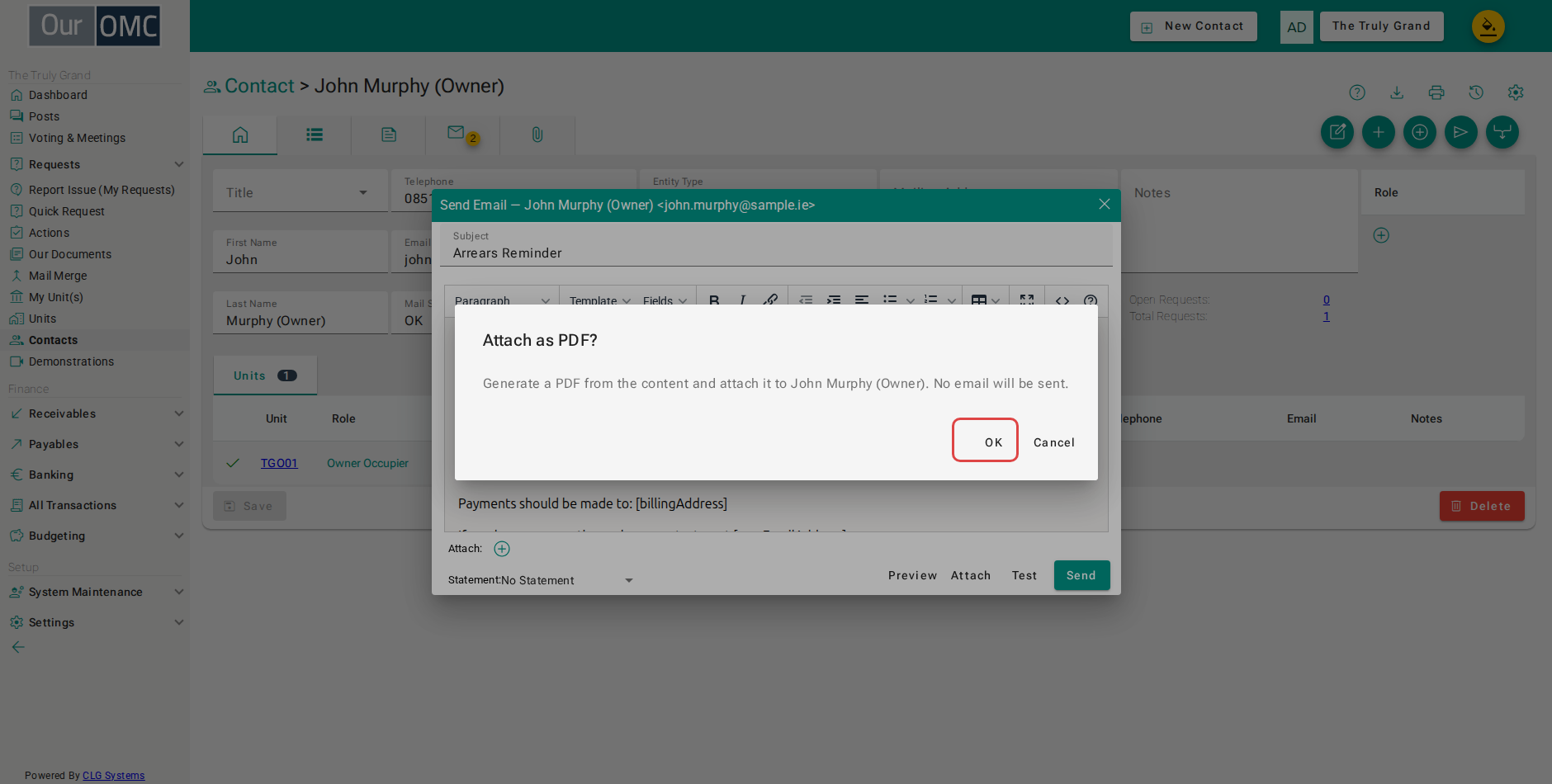 Confirm producing and attaching the letter