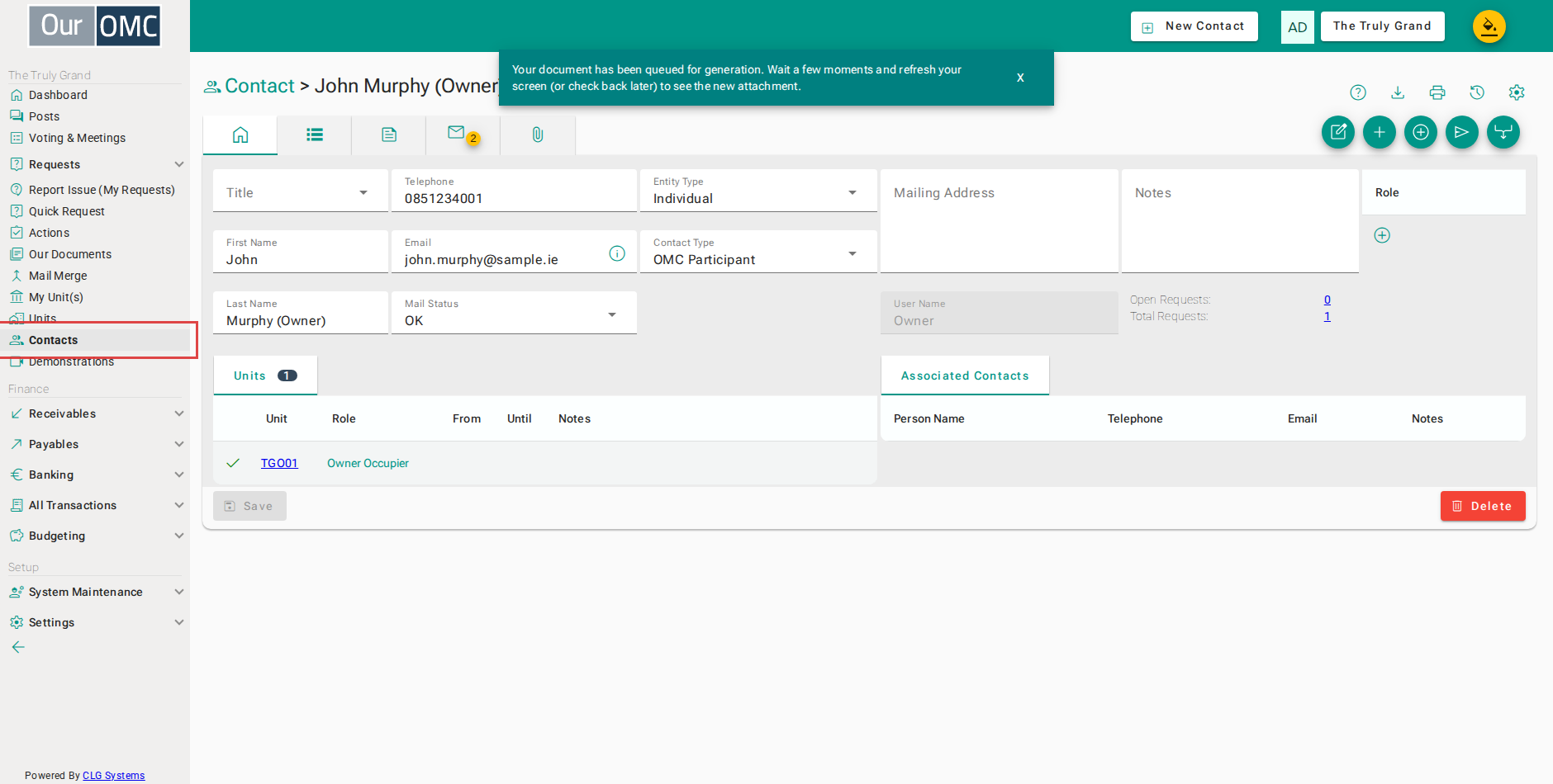 Click [Contacts] on the main menu