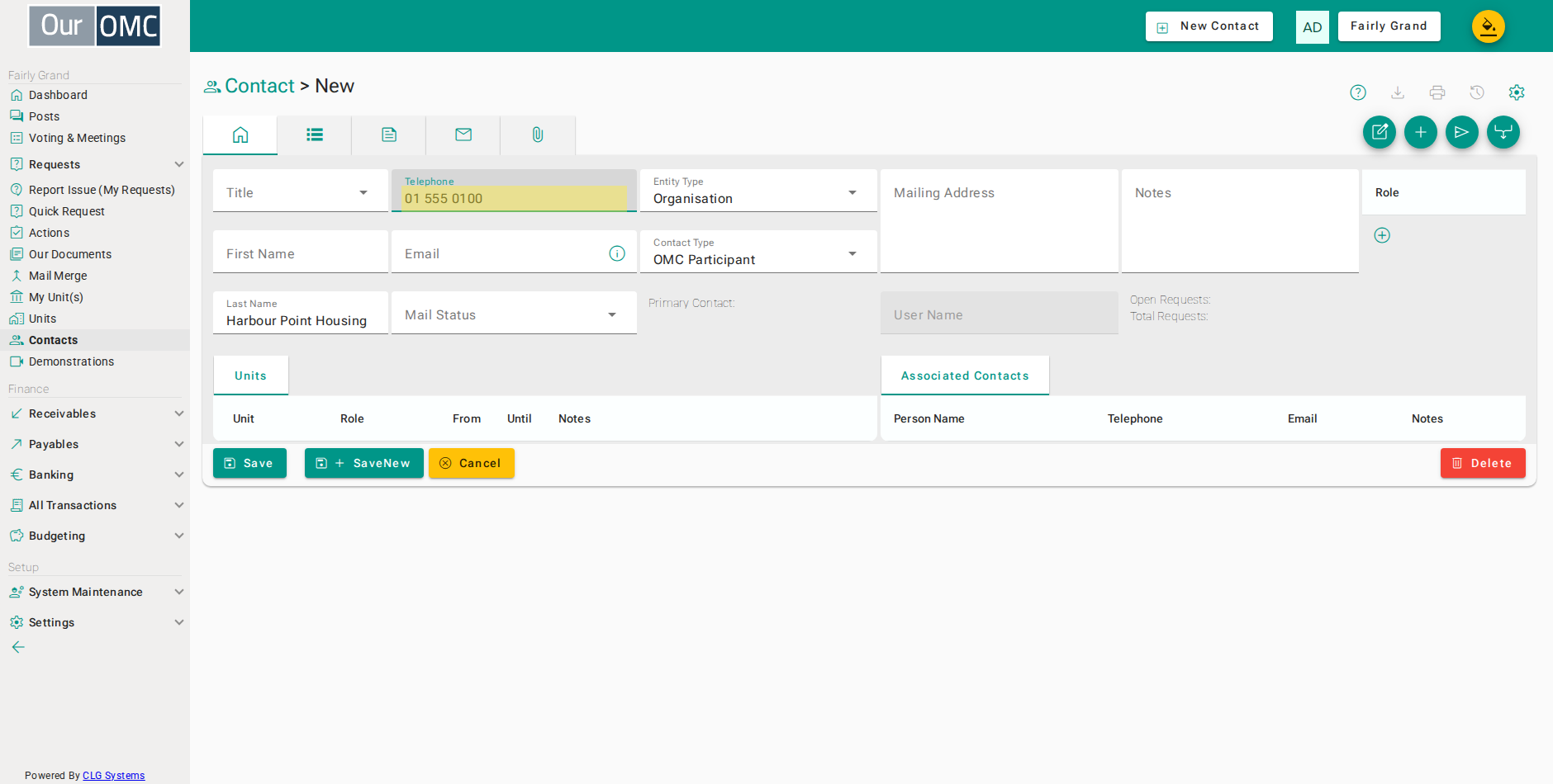 Enter the organisation's main telephone number