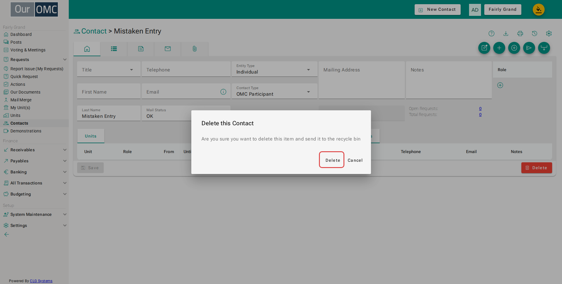 You would click [Delete] on the confirmation dialog