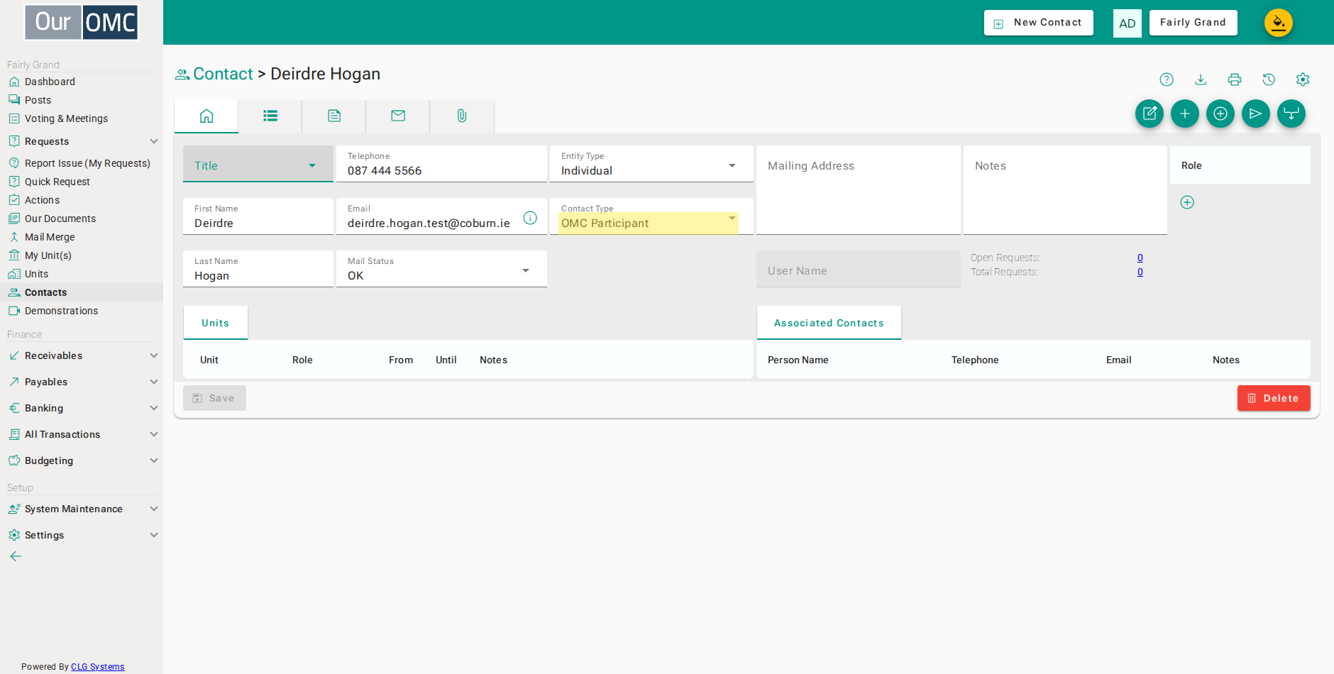 Set the Contact Type to Director — this records the appointment but grants no access by itself