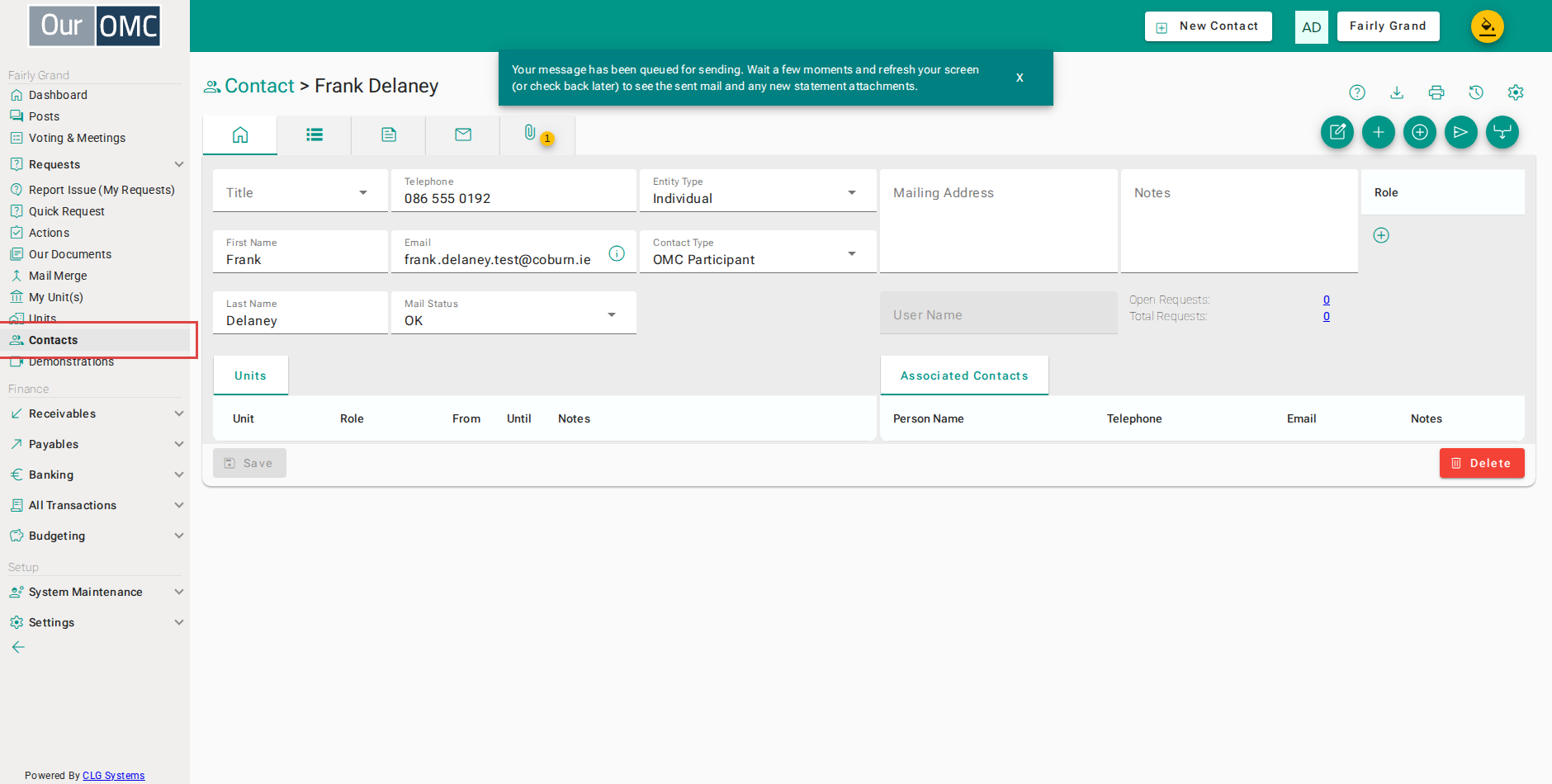 Click [Contacts] on the main menu
