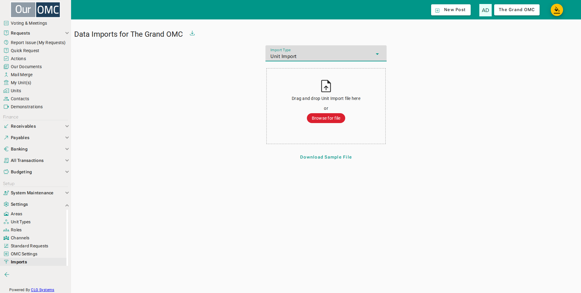 Upload the units CSV file extracted from the Excel template