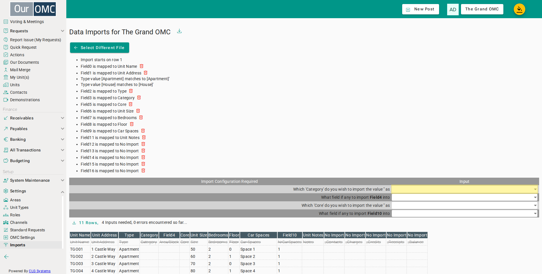 Map the empty Category value to none — units will be imported with no category assigned