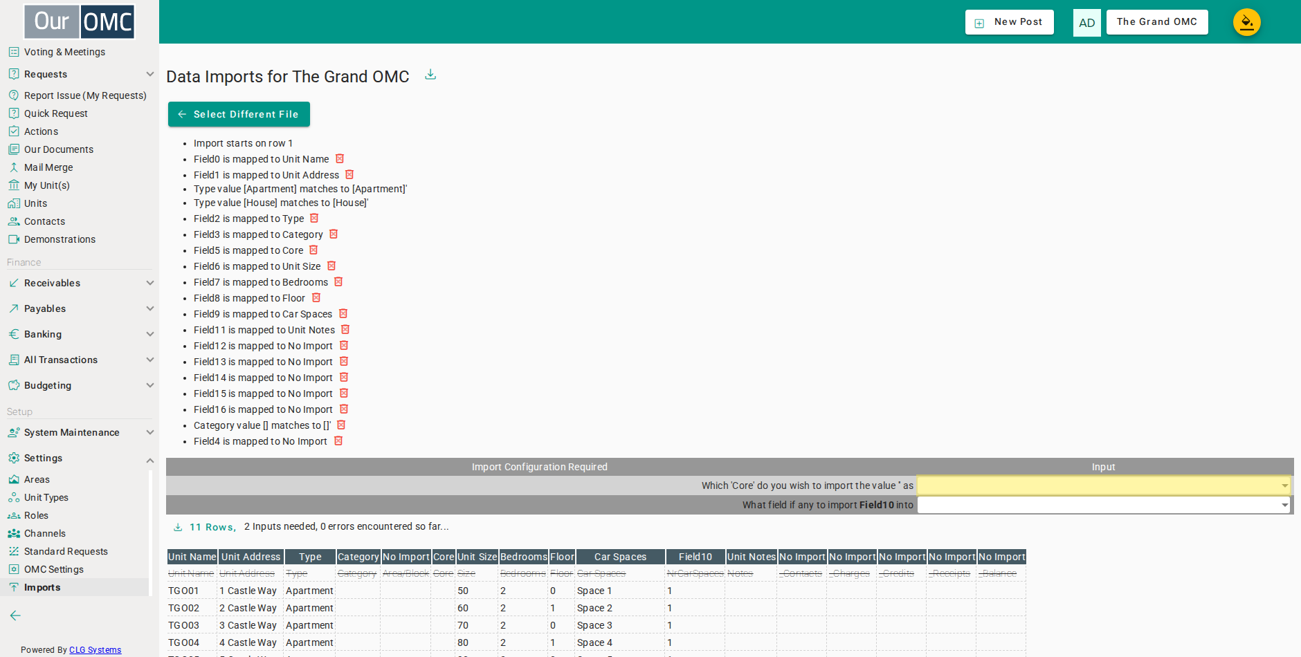 Map the empty Core value to none — units will be imported with no core assigned