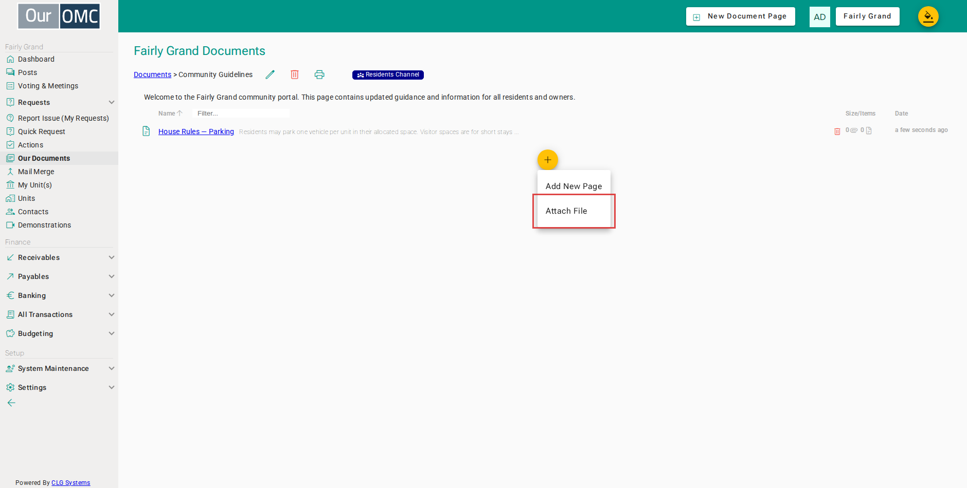 Choose Attach File to add a file to this page