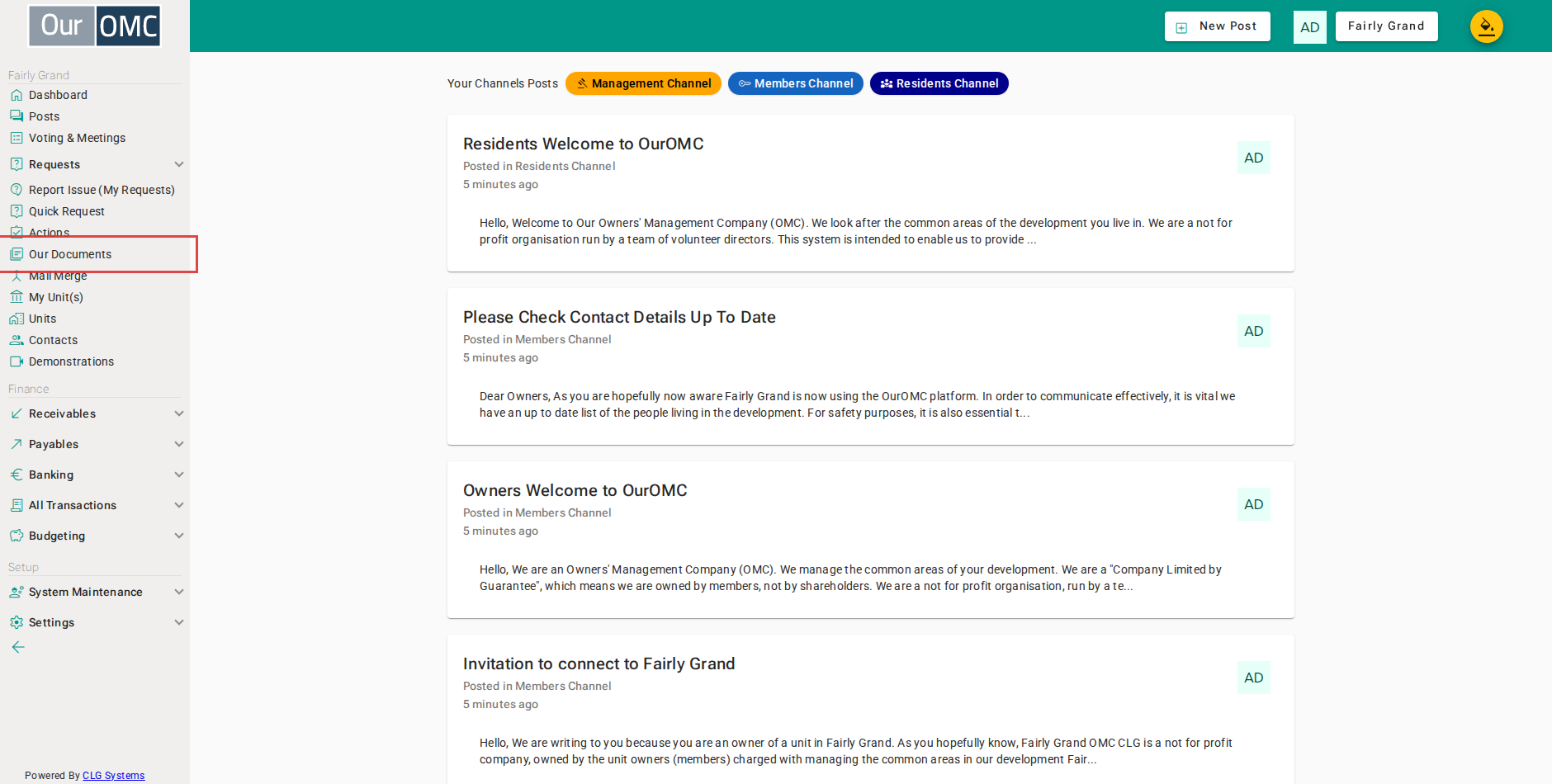 Click [Our Documents] on the main menu
