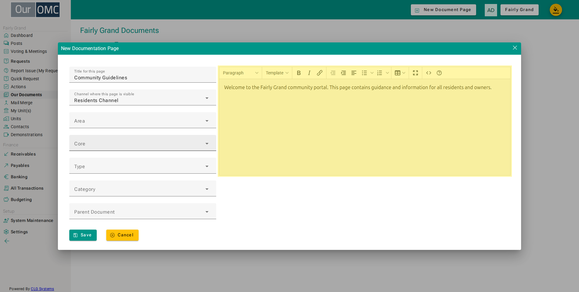 Type the content directly onto the page