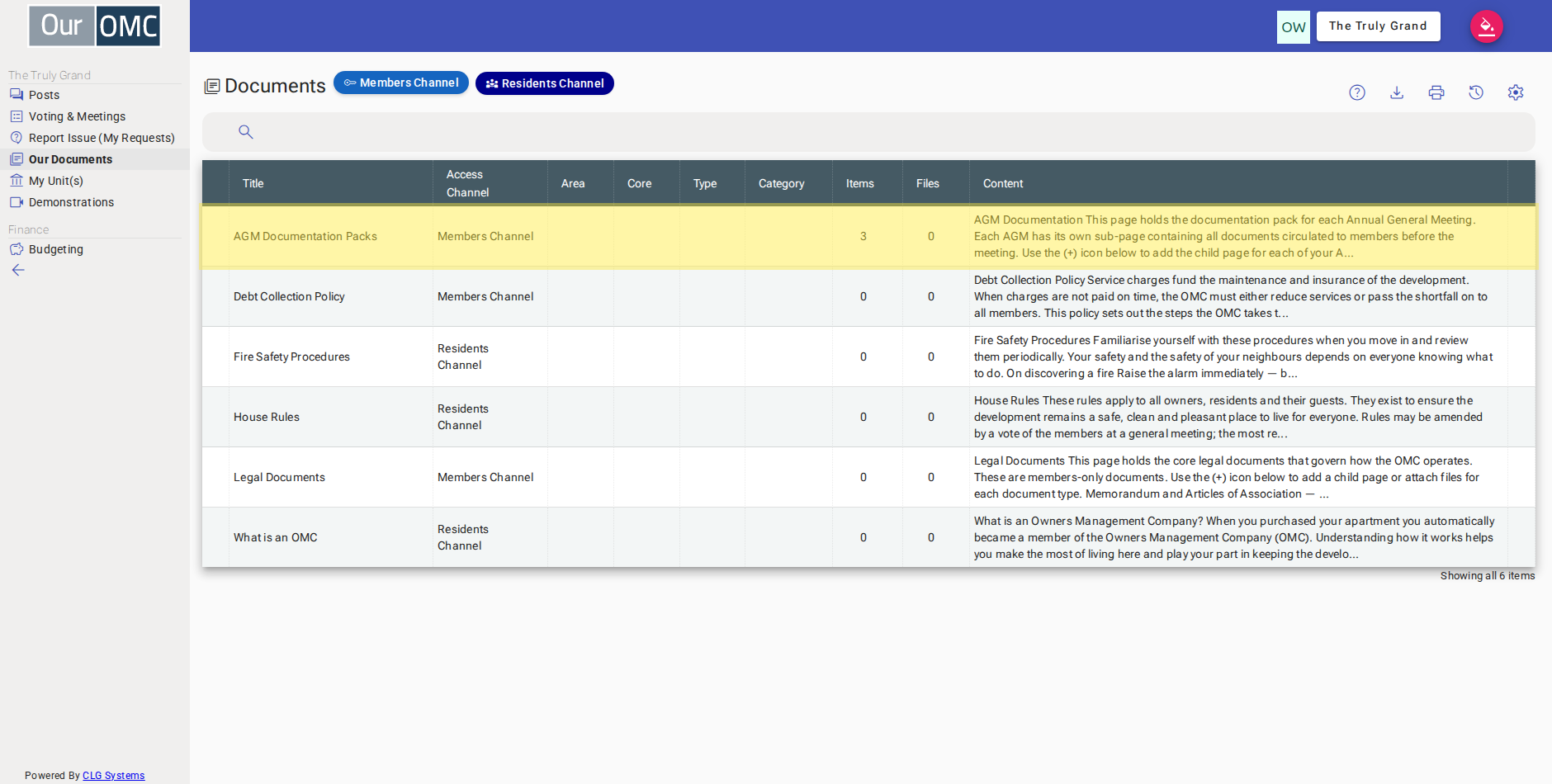 All 8 documents are visible with no filter — click a document to read its full content