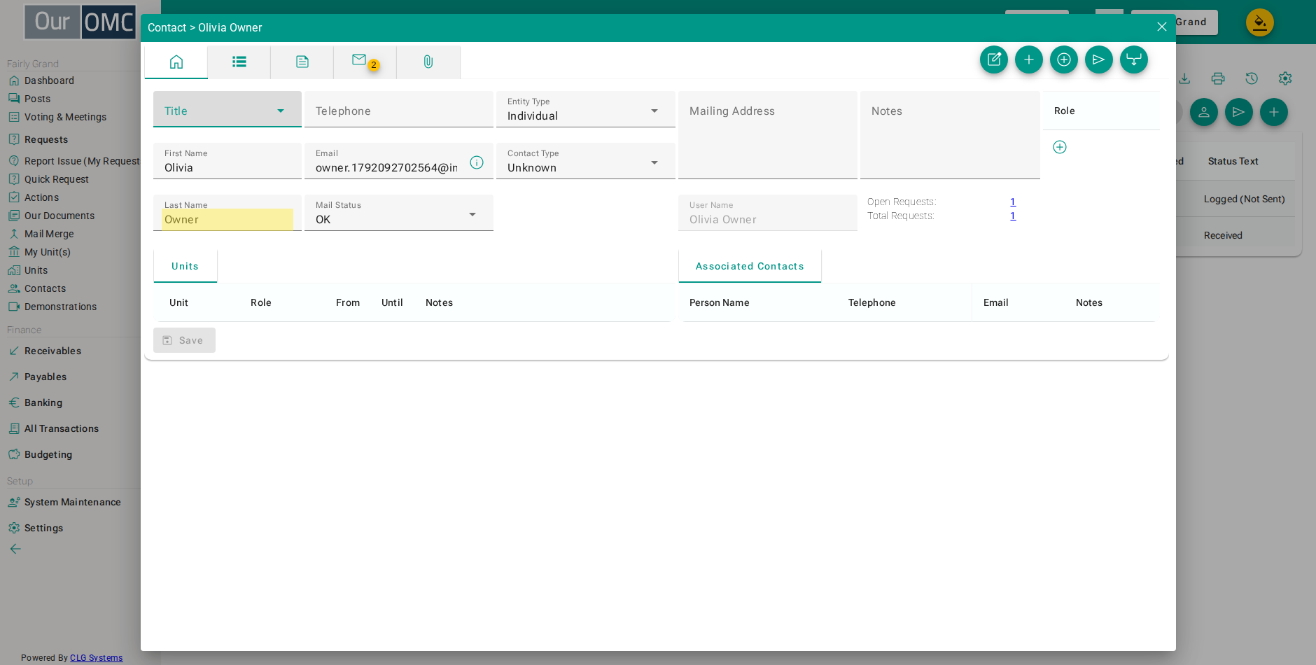 The system attempts to populate first name and last name from the email sender information