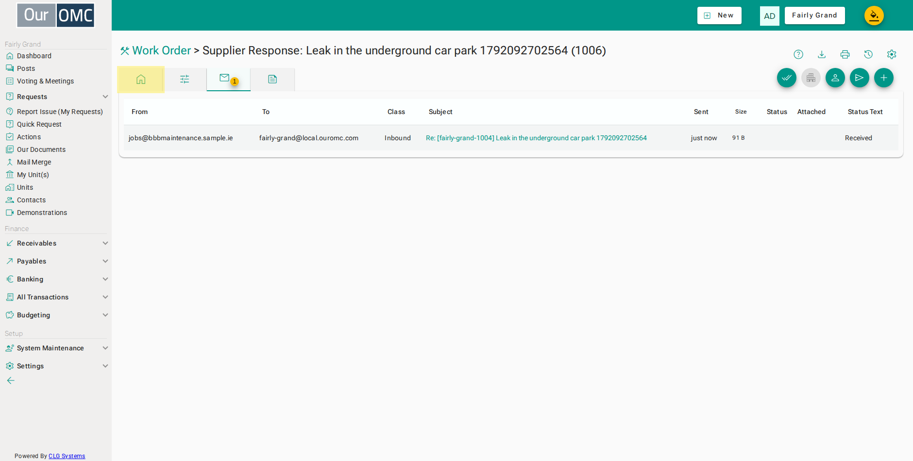 Click the home tab to return to the request details and its conversation