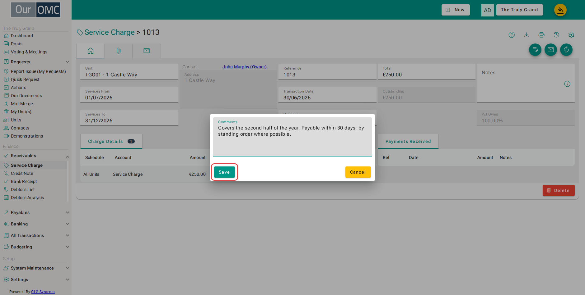 Click save to store the new wording