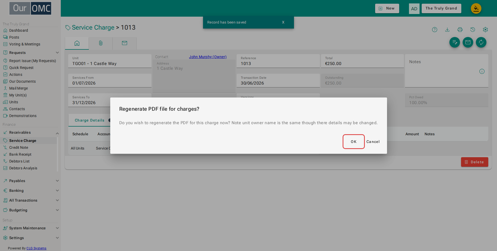 Confirm rebuilding the PDF so the owner's copy matches the new wording
