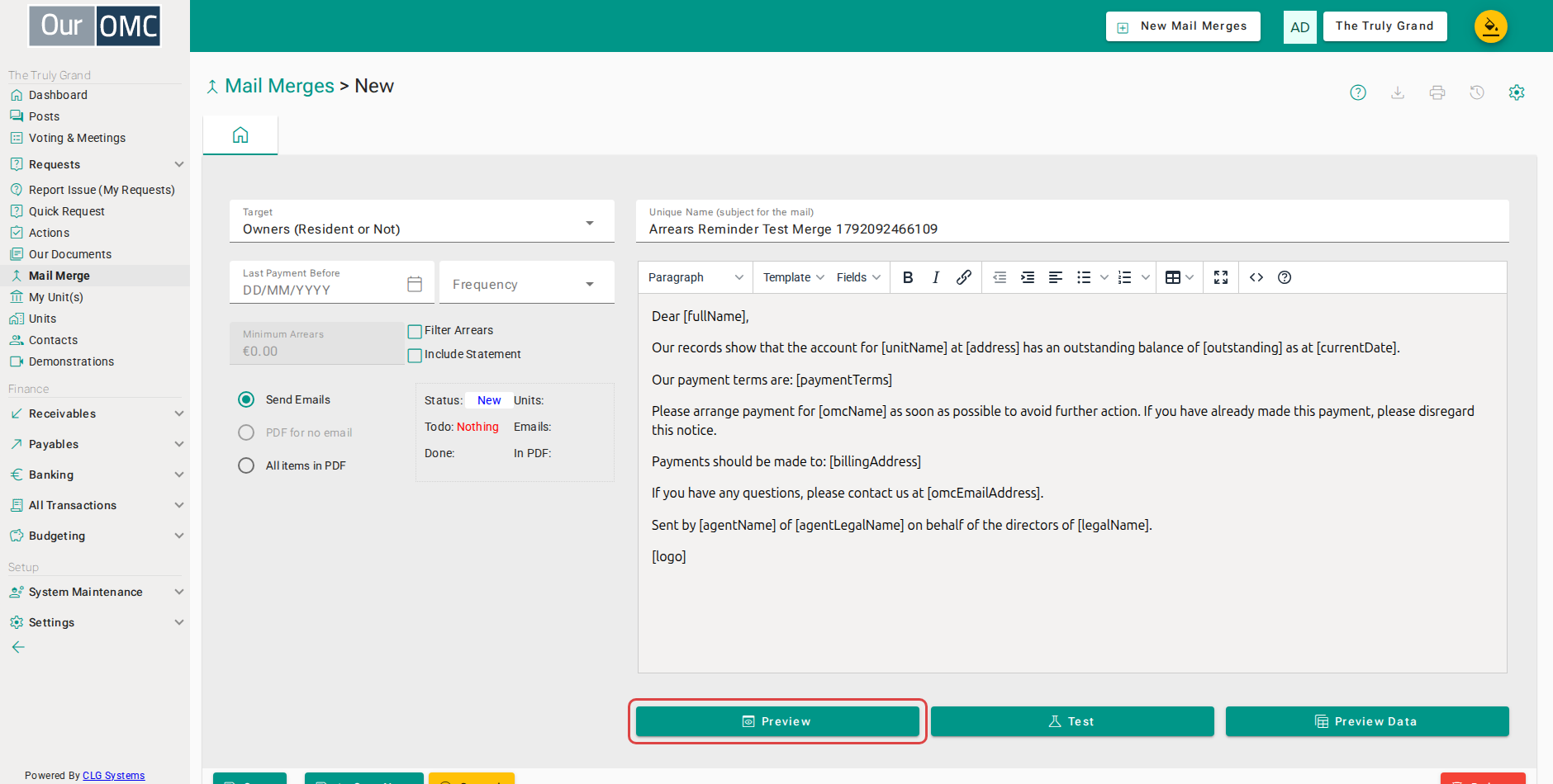 Click Preview to check the merged content looks right before sending anything