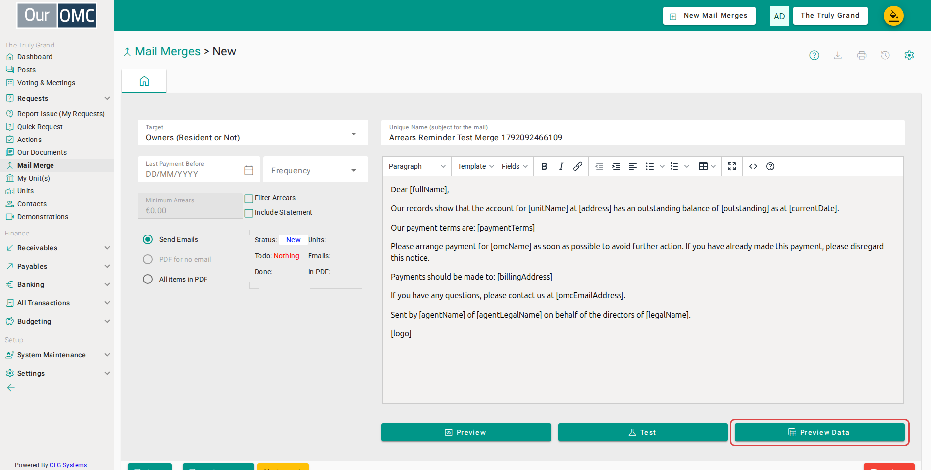 Click Data to see who this mail merge would go to before sending anything