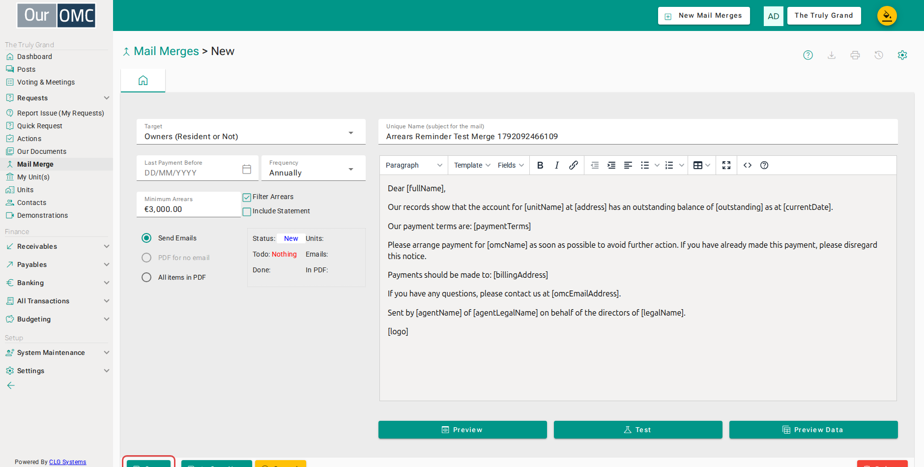 Click Save to create the mail merge