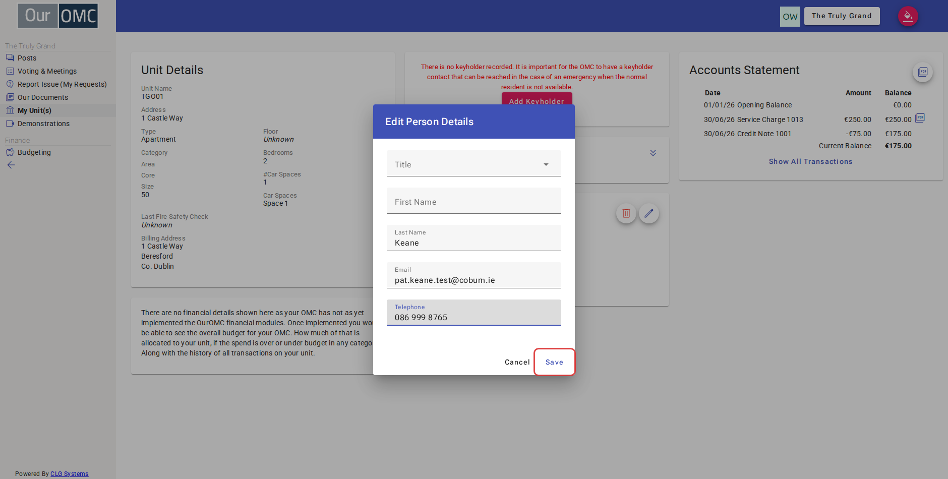 Save the updated contact details