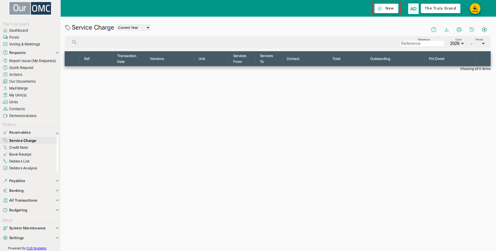 Click on the new button to show options