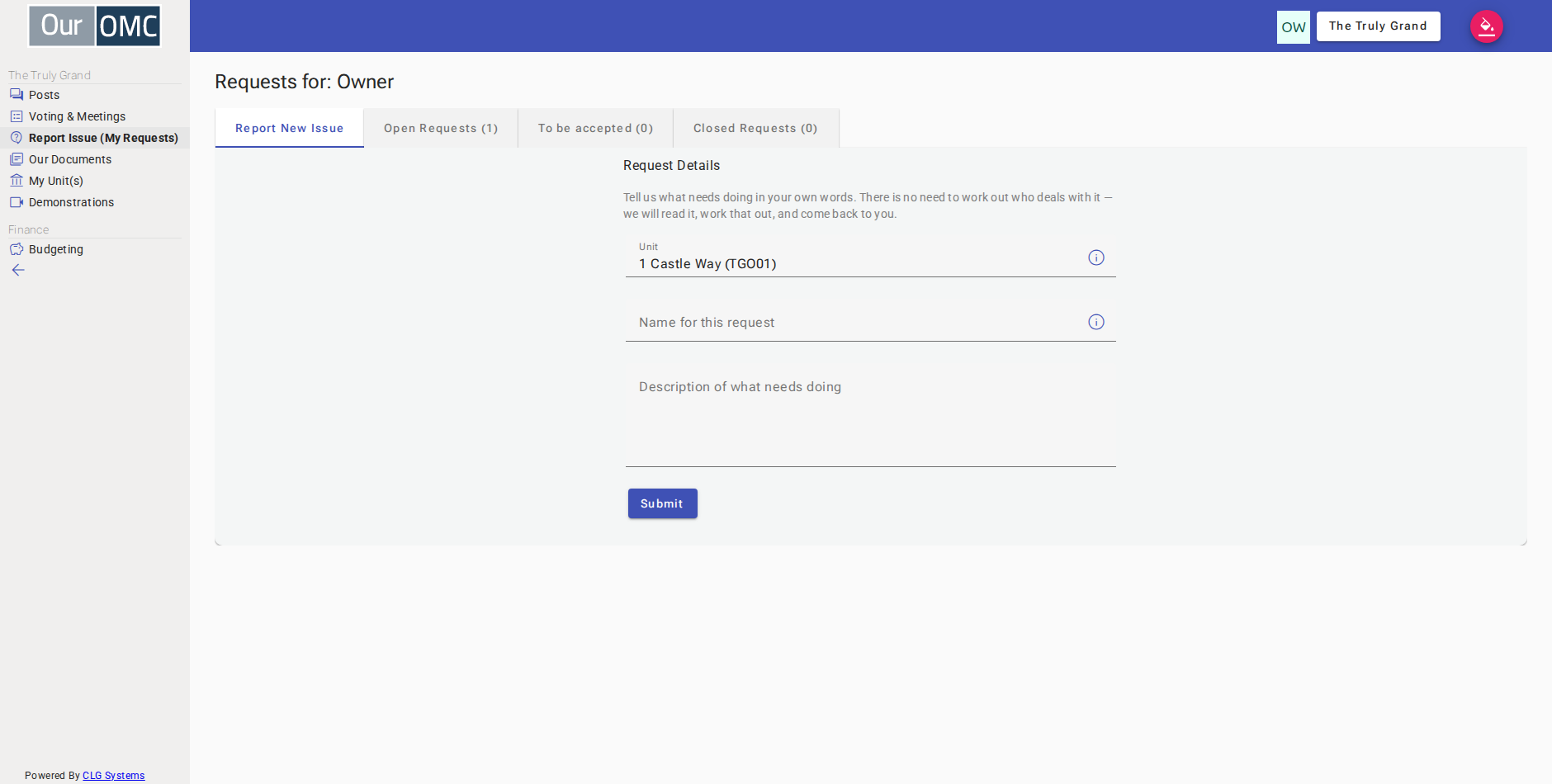 The owner can see and track their service requests