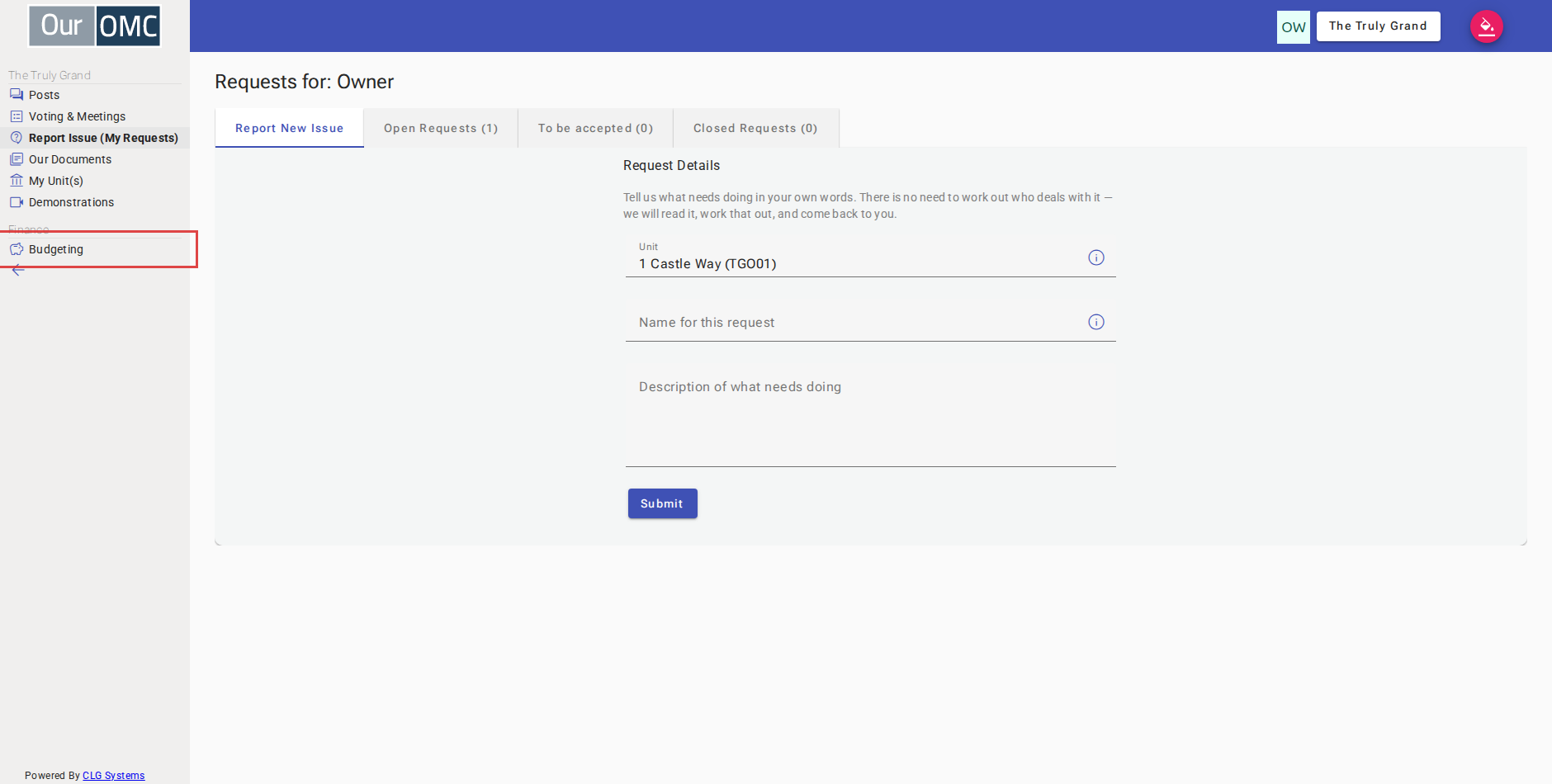 Click [Budgeting] on the main menu