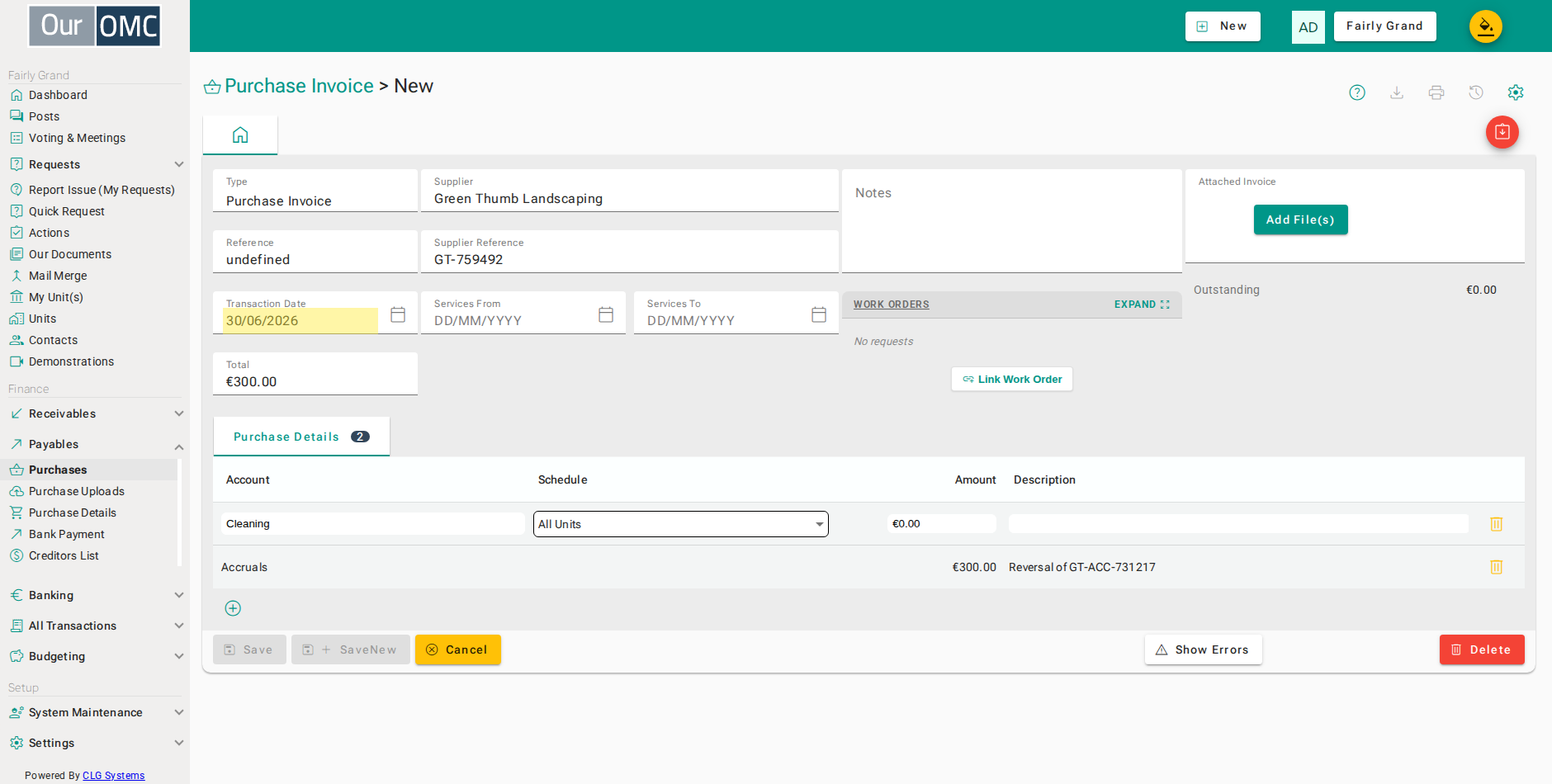 Enter the invoice date