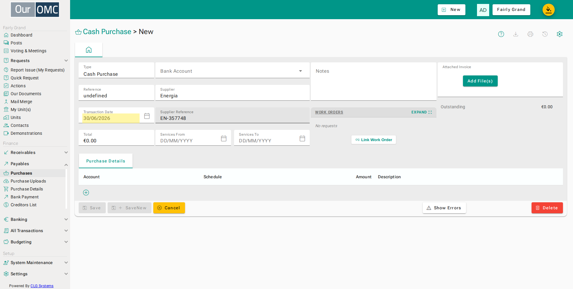 Enter the transaction date - this decides which accounting period the cost lands in
