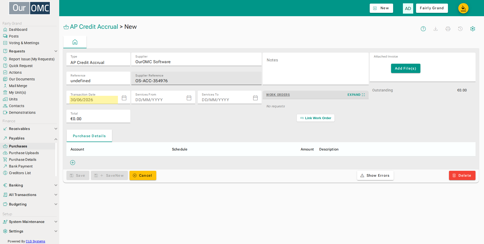 Enter the transaction date - this decides which accounting period the cost lands in