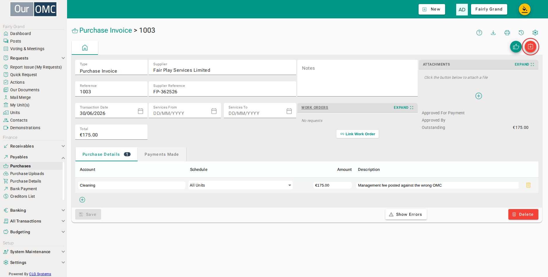 Choose Credit Invoice to reverse the whole invoice out