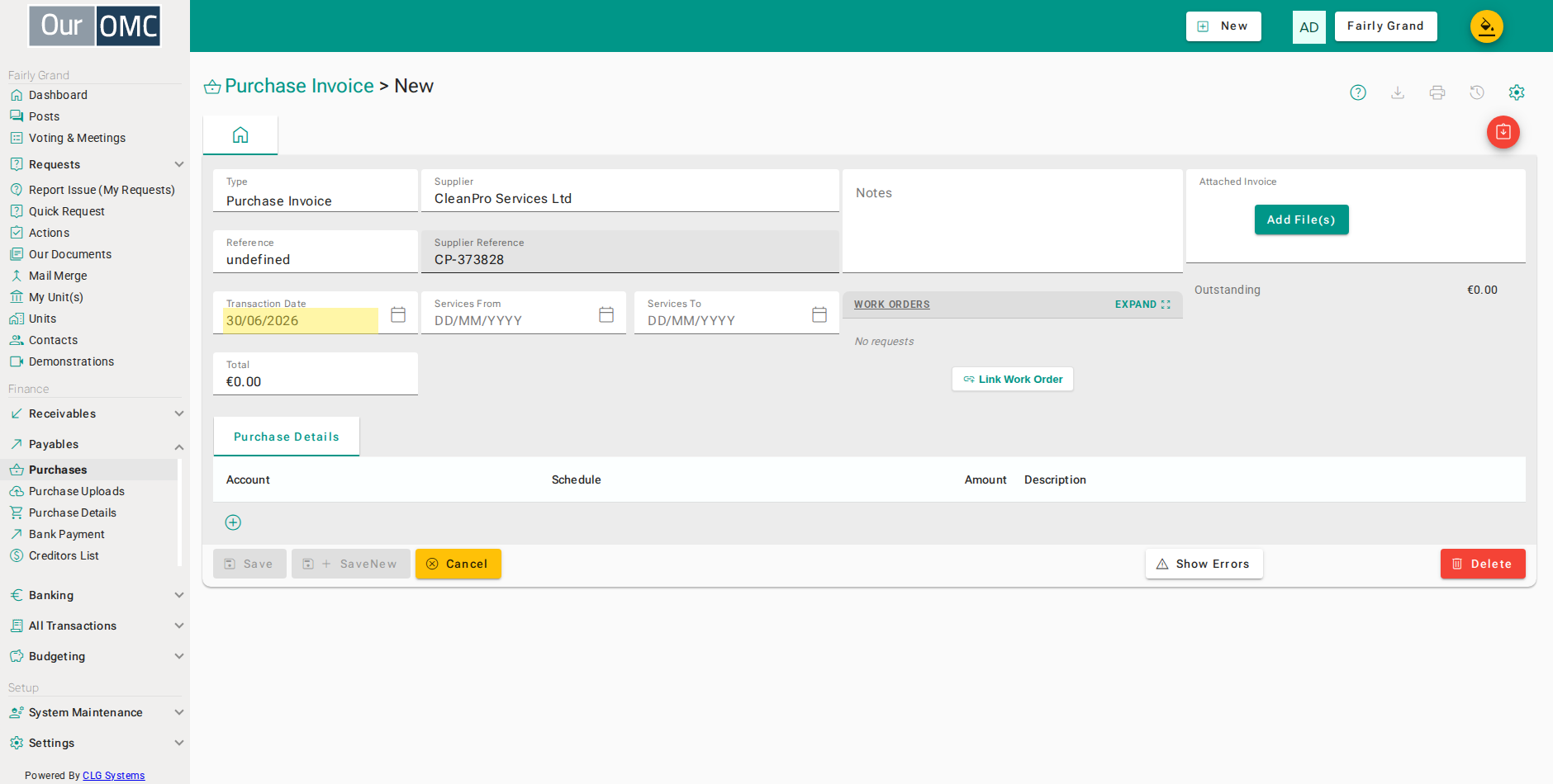Enter the transaction date - this decides which accounting period the cost lands in