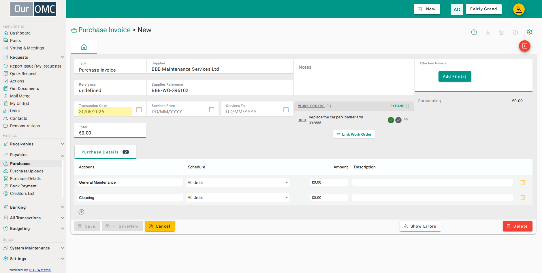Enter the invoice date