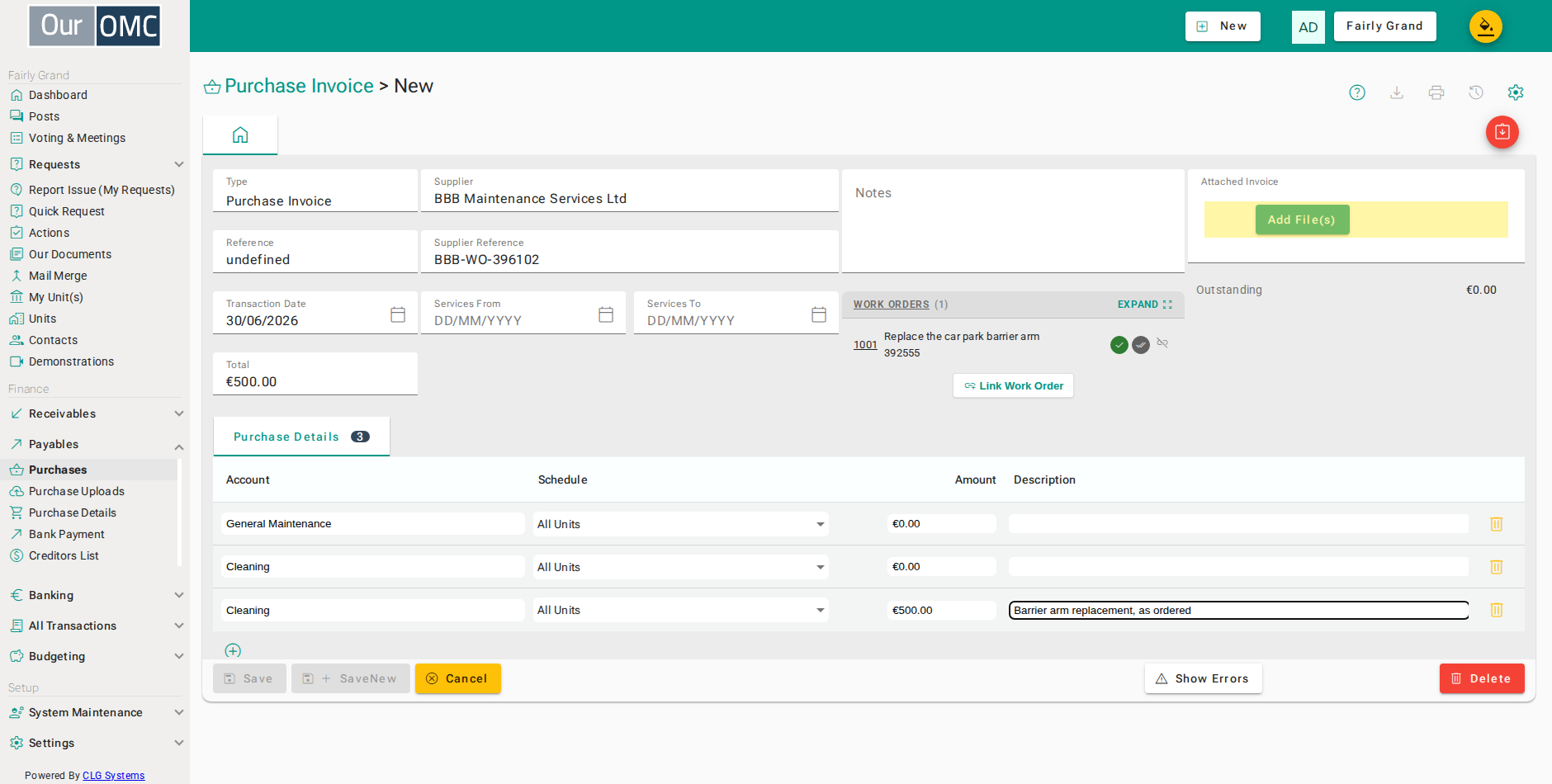 Attach the supplier's invoice