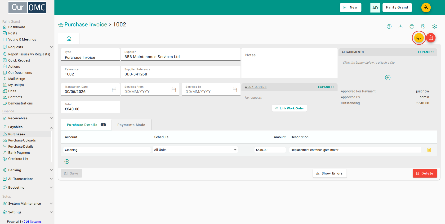 Choose Remove Approval when an approved invoice turns out to be in dispute