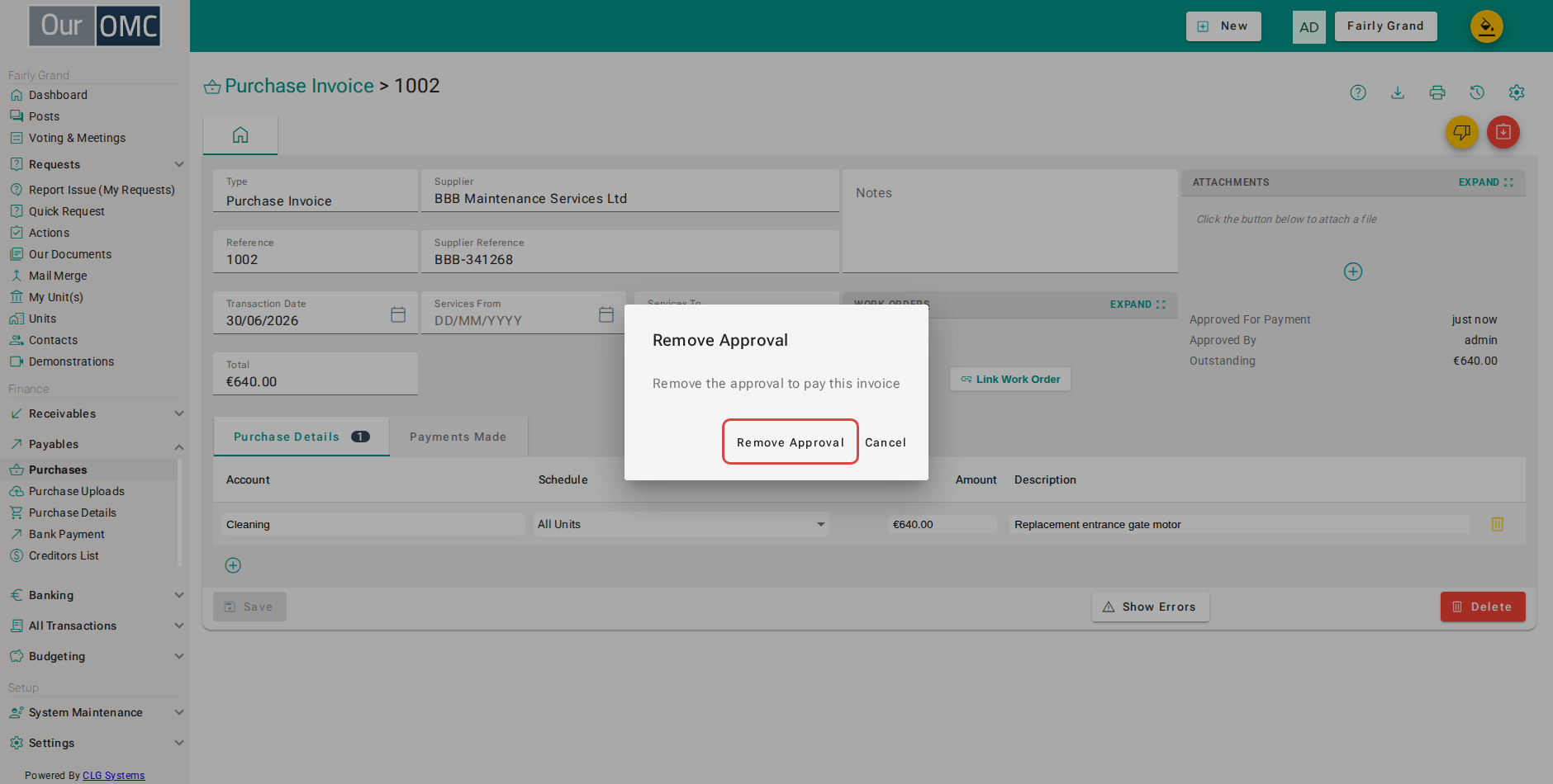 Confirm withdrawing the approval - it can no longer be picked up by a payment
