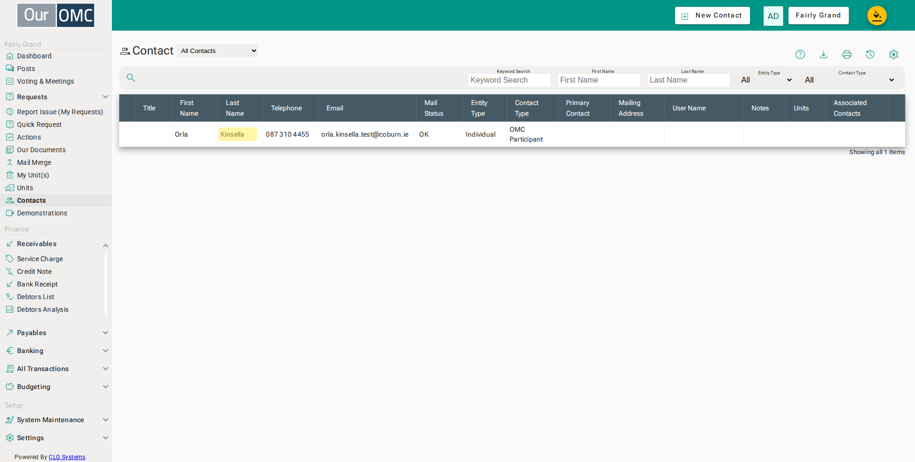 Open the owner's contact record to see the receipt they were sent