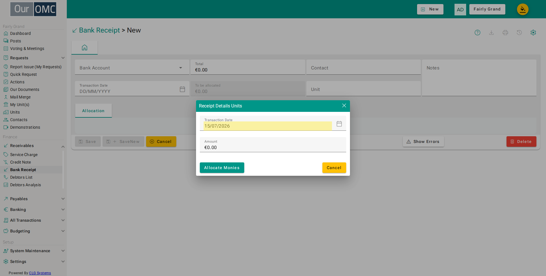 Enter the date the money reached the account