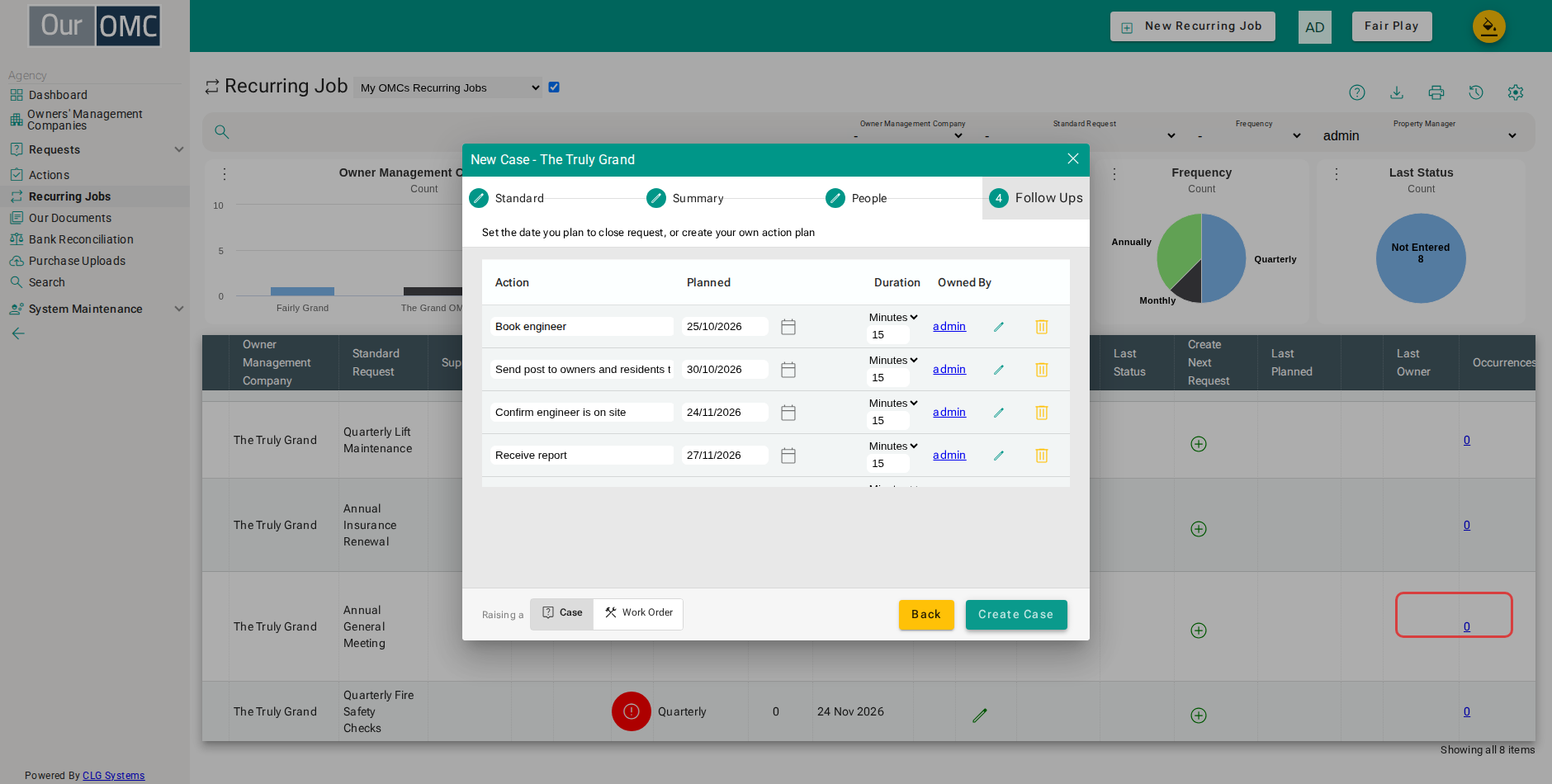 Click Create Case to raise the request with its plan of actions